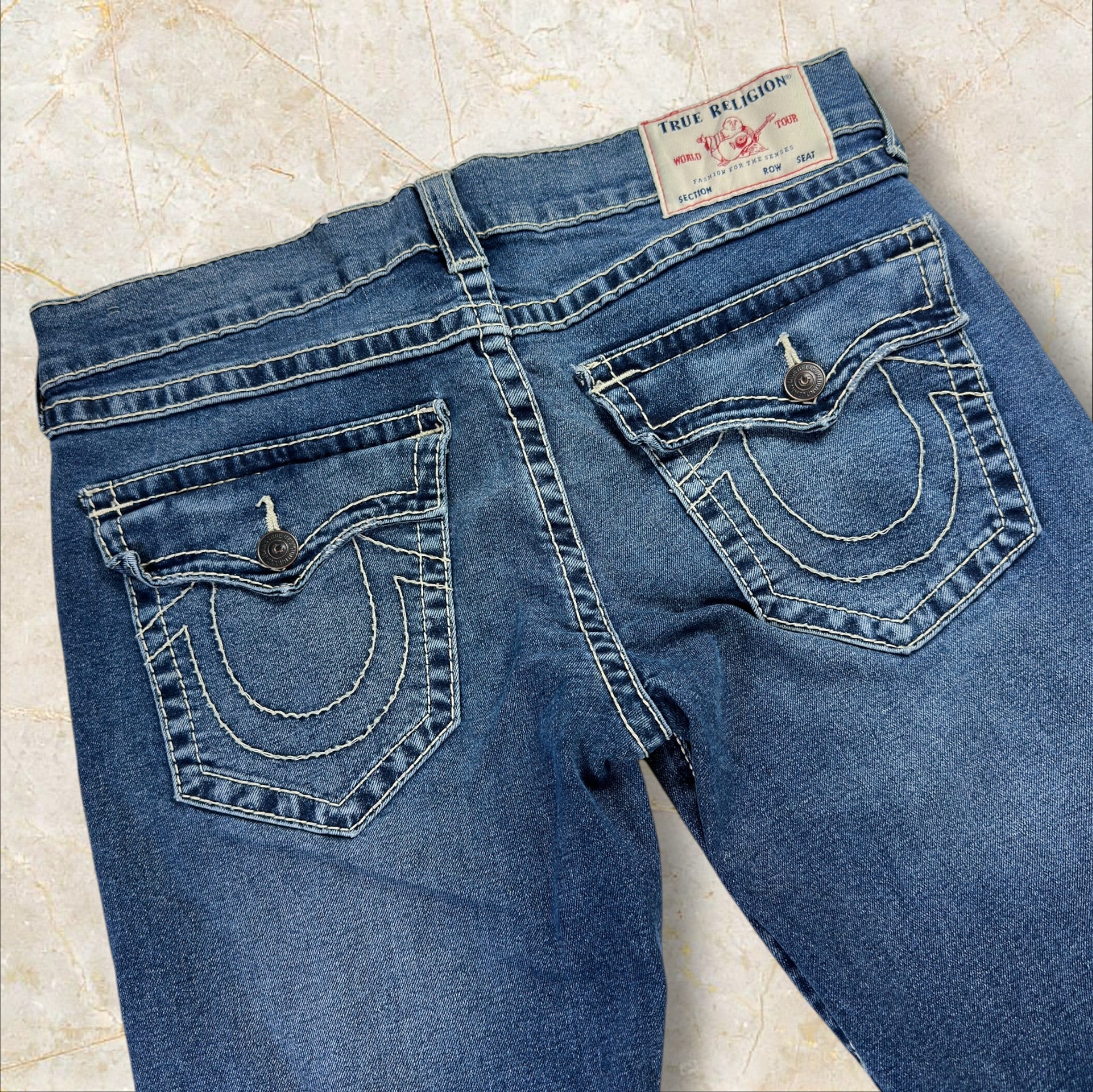 True Religion Y2K Straight Ripped Herren Jeans Size 44 / L