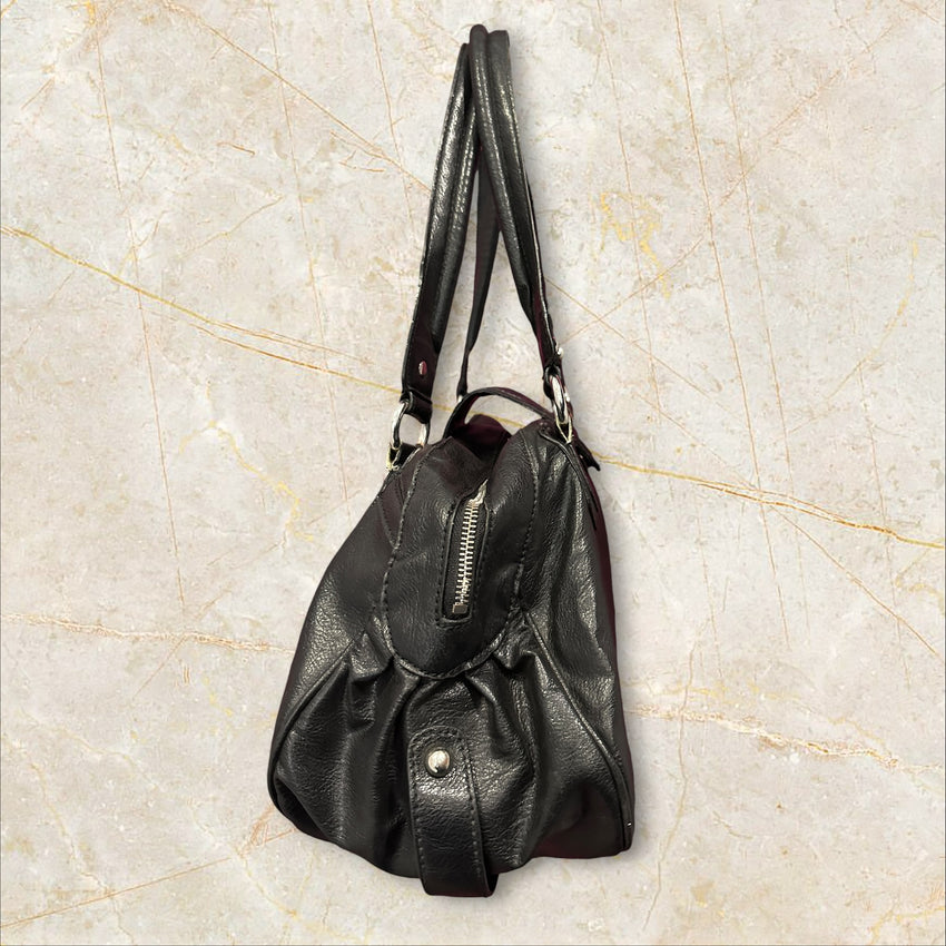 Y2K Guess Big Shoulder Bag – Schwarz Leder