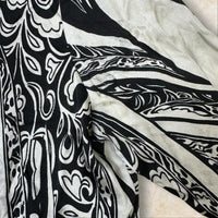 Roberto Cavalli Vintage Damen Seidenbluse — Schwarz-Weiß Baroque & Cyber Graphic Print Size L-XL