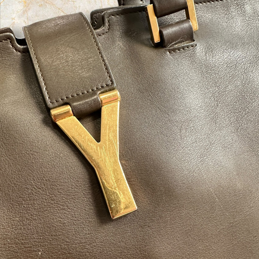 Yves Saint Laurent (YSL) Vintage Chyc Tote Large Damen Handtasche — Khaki-Braun