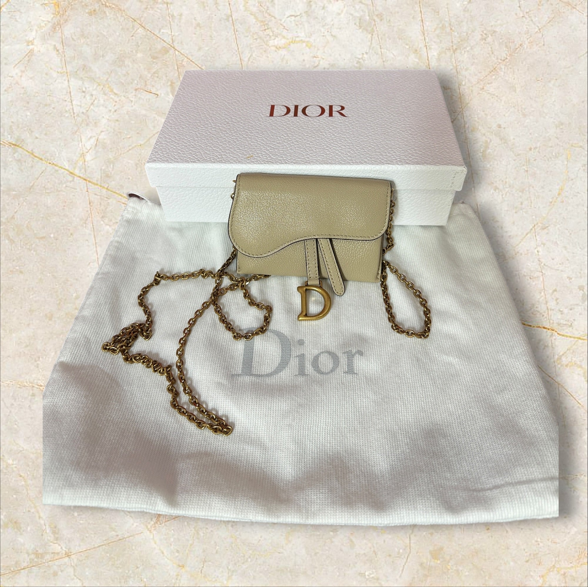 Christian Dior Mini Saddle Bag Crossbody – Beige (Ungetragen)