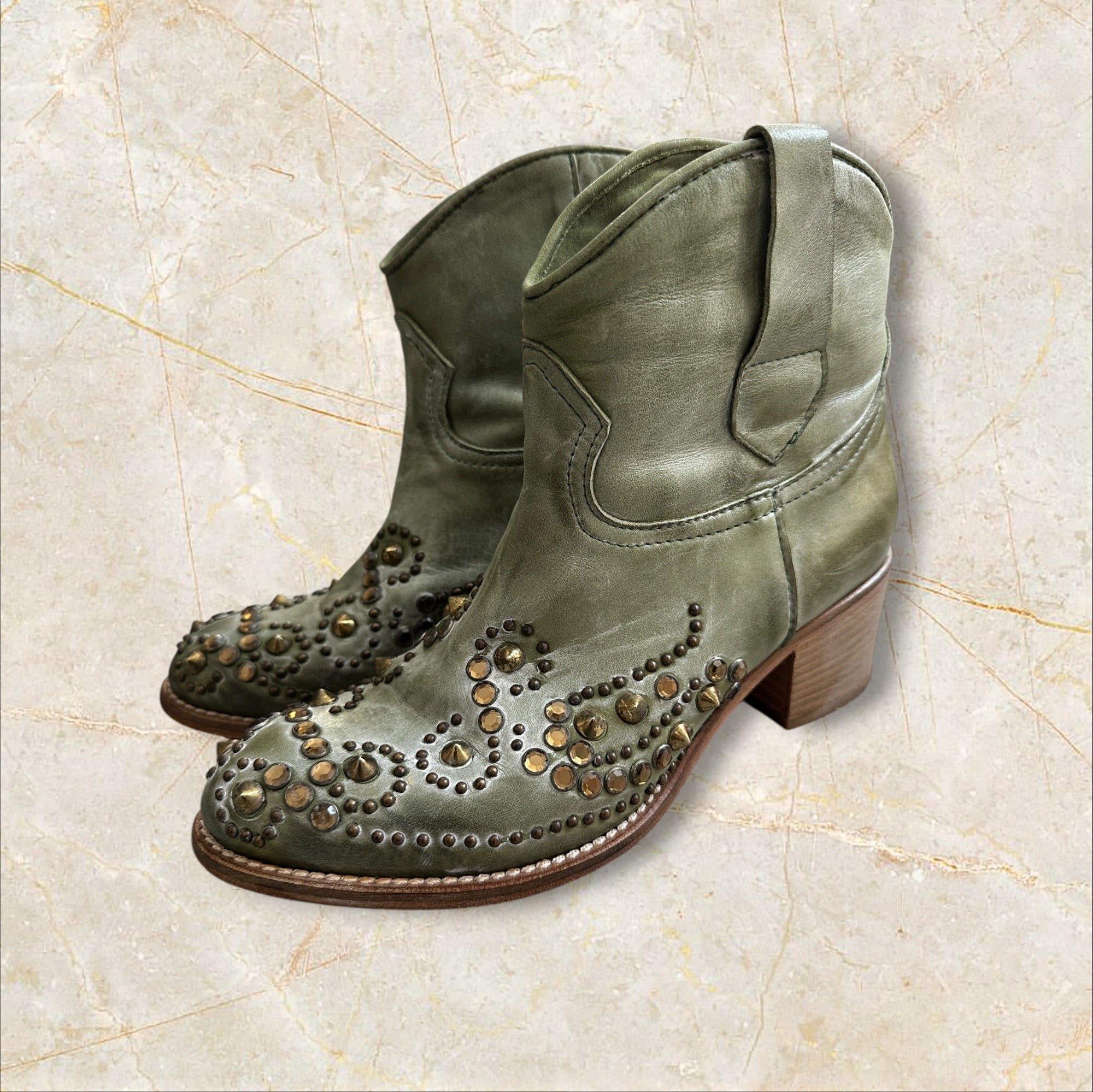 Atelier Cowboy Boots – Leder & Studs (Size 38)