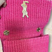 Yves Saint Laurent Kate Medium Raffia Crossbody – Pink (Ungetragen)