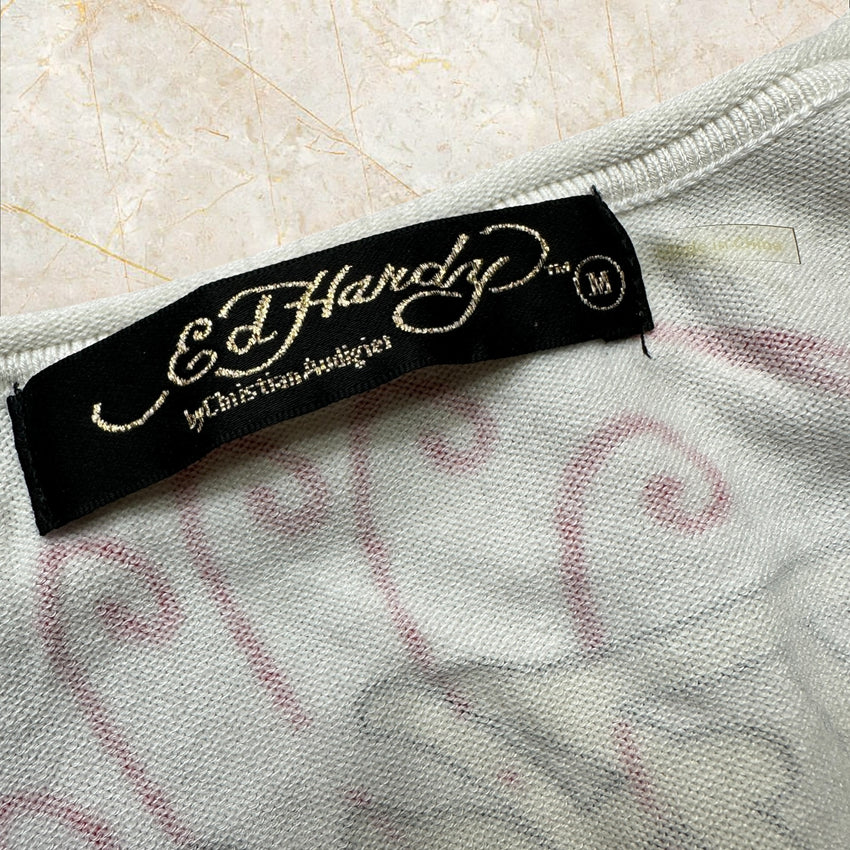 Y2K Ed Hardy V-Neck Shirt Size M