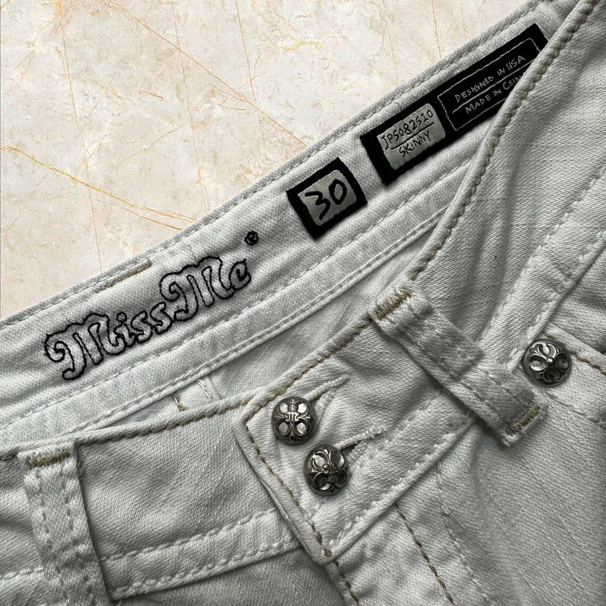 Y2K Miss Me Damen Capri Jeans White — Size 40 / L