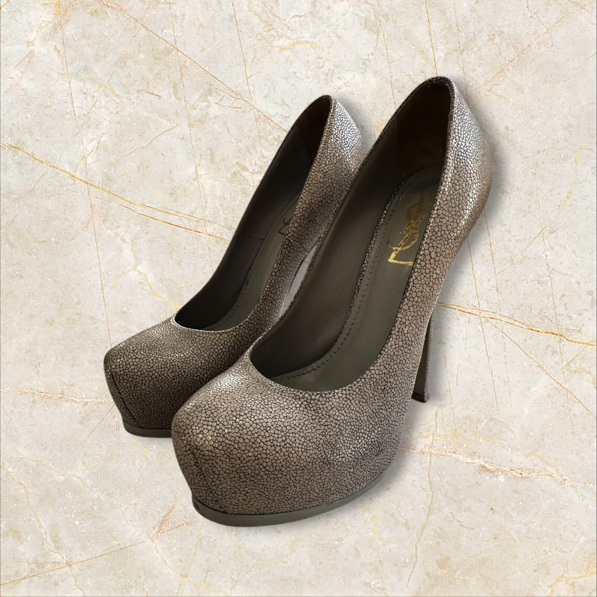 Y2K Yves Saint Laurent Damen Pumps — Caviar Leder — Size 37,5