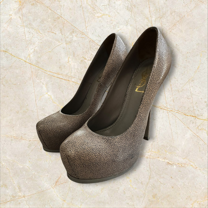 Y2K Yves Saint Laurent Damen Pumps — Caviar Leder — Size 37,5