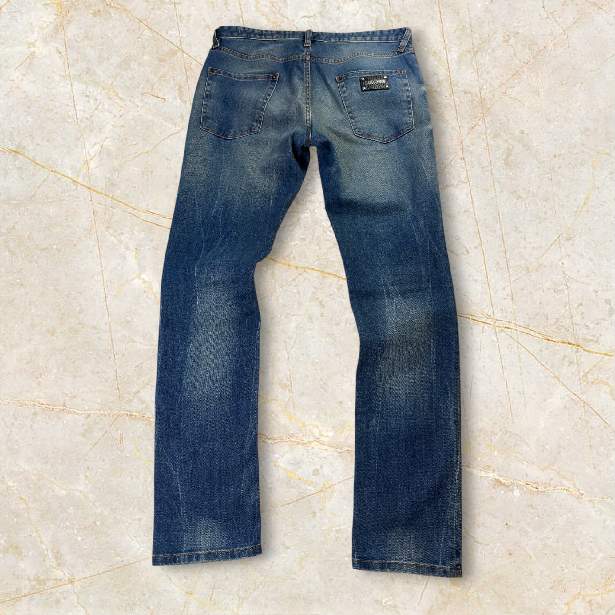 Y2K Just Cavalli Animal Print Herren Slim Jeans Size 42 / M