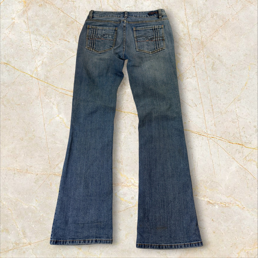 Y2K China Style Mid Waist Flared Jeans Size S / 36