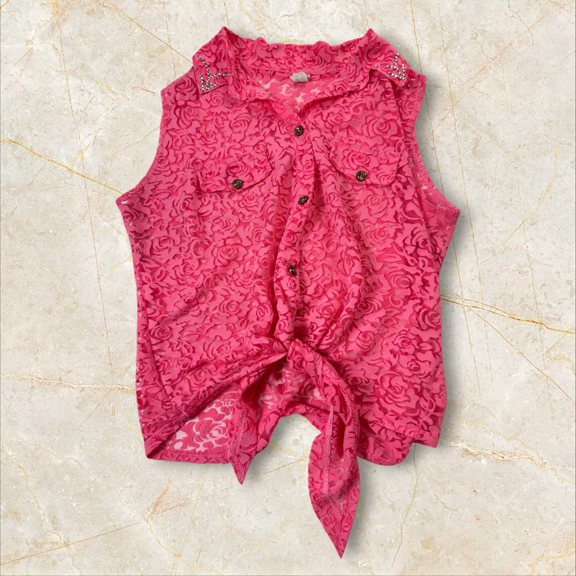 Y2K Damen Mesh Bluse Size S-M