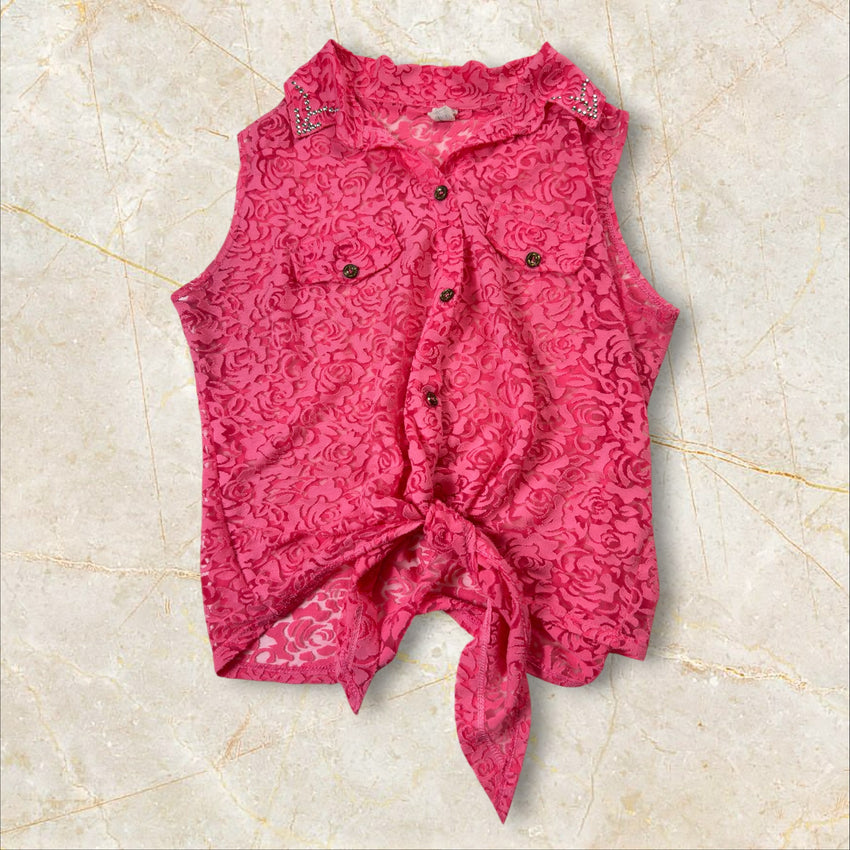 Y2K Damen Mesh Bluse Size S-M