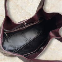 Tod‘s Vintage Leder Schultertasche / Tote Bag — Bordeauxrot