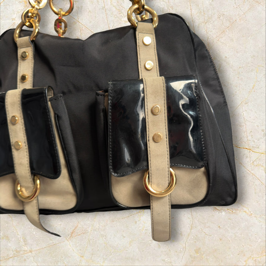 Roberto Cavalli Freedom Vintage Schultertasche — Y2K Multi-Pocket Design