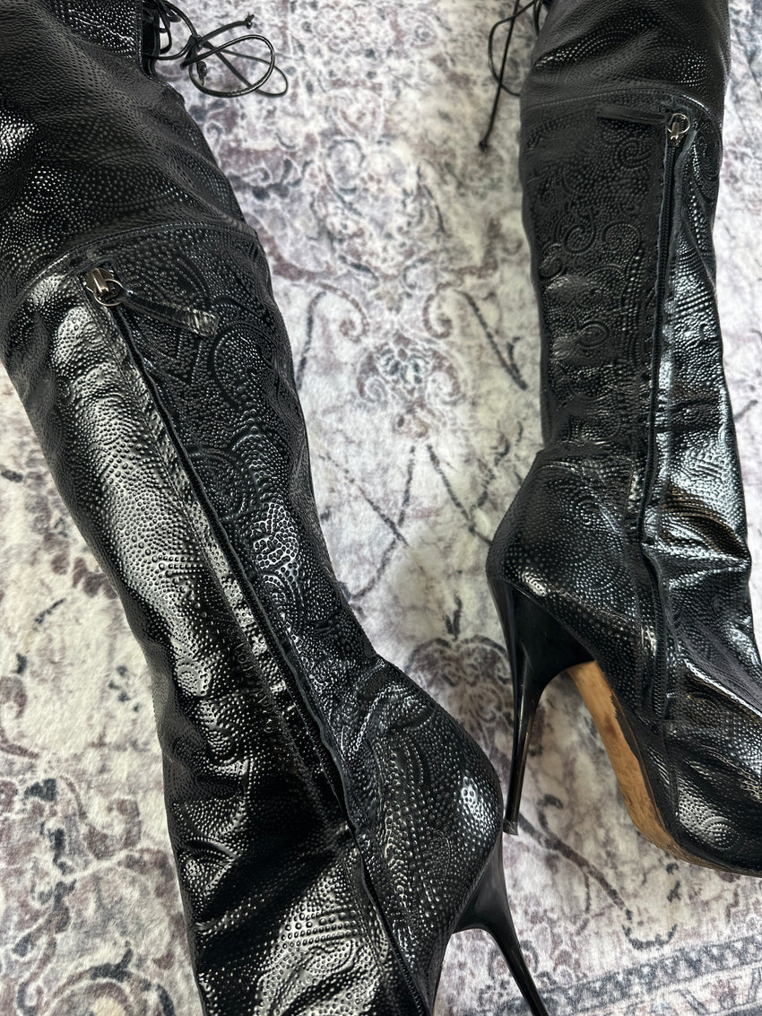 Y2K Alexander McQueen Overknee Stiefel 37.5