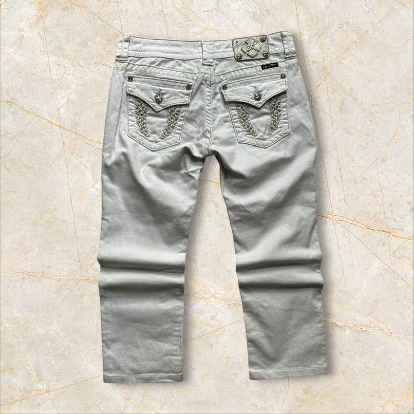 Y2K Miss Me Damen Capri Jeans White — Size 40 / L