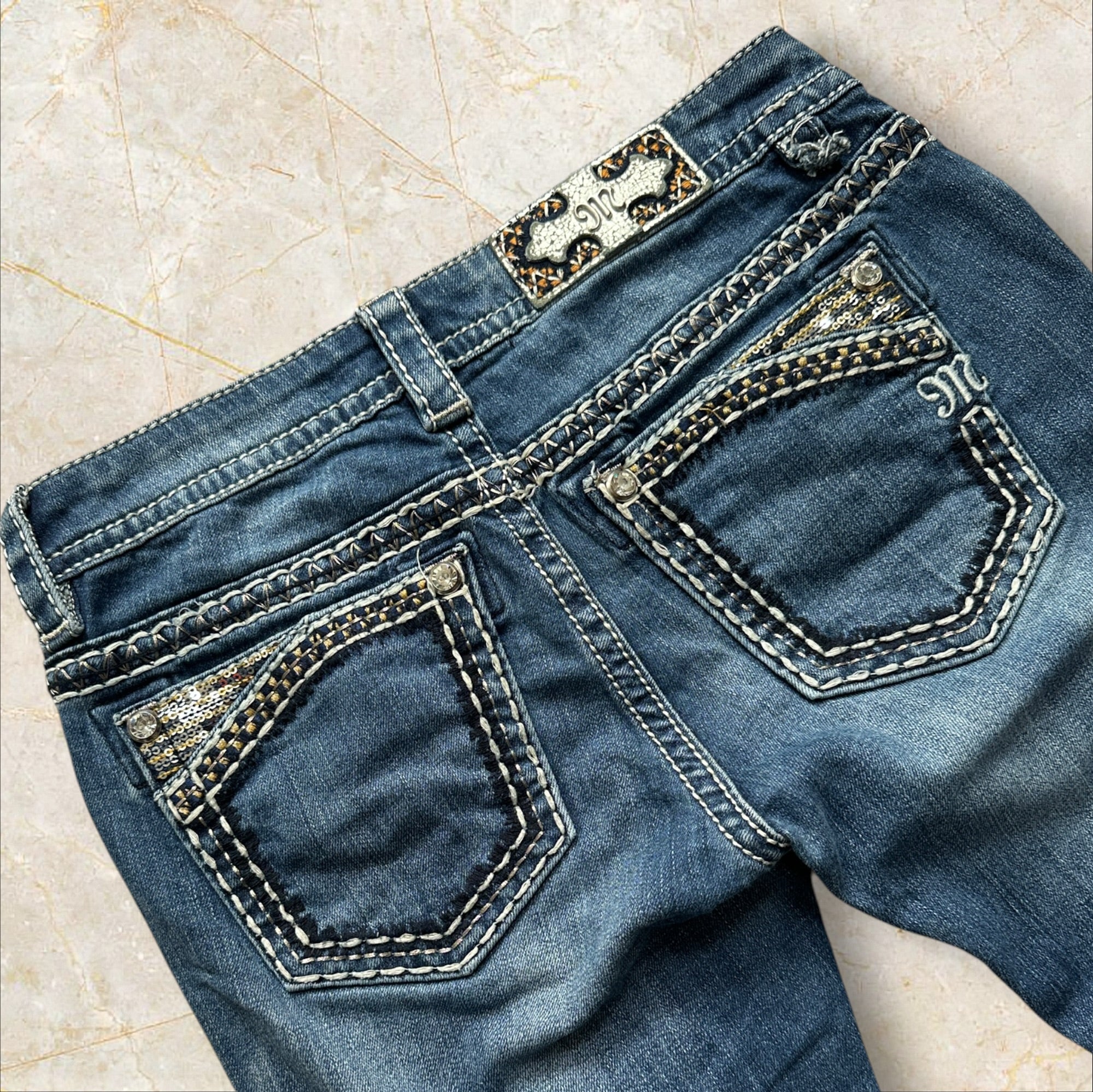 Y2K Miss Me Damen Flared Bootcut Low Waist Jeans — Size 36 / S