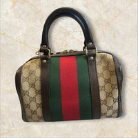 Gucci Vintage Web „Boston Bag“ Handtasche — GG Monogramm