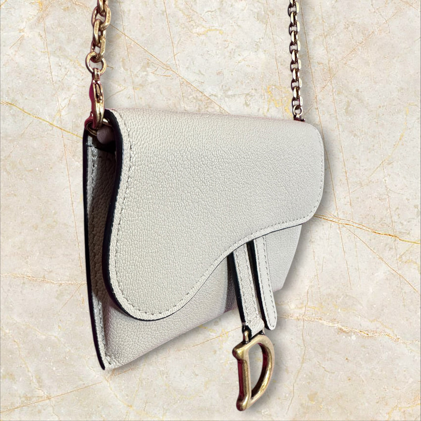 Christian Dior Mini Saddle Bag Crossbody – Beige (Ungetragen)