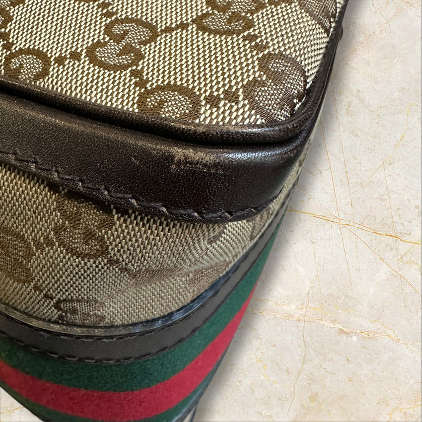 Gucci Vintage Web „Boston Bag“ Handtasche — GG Monogramm