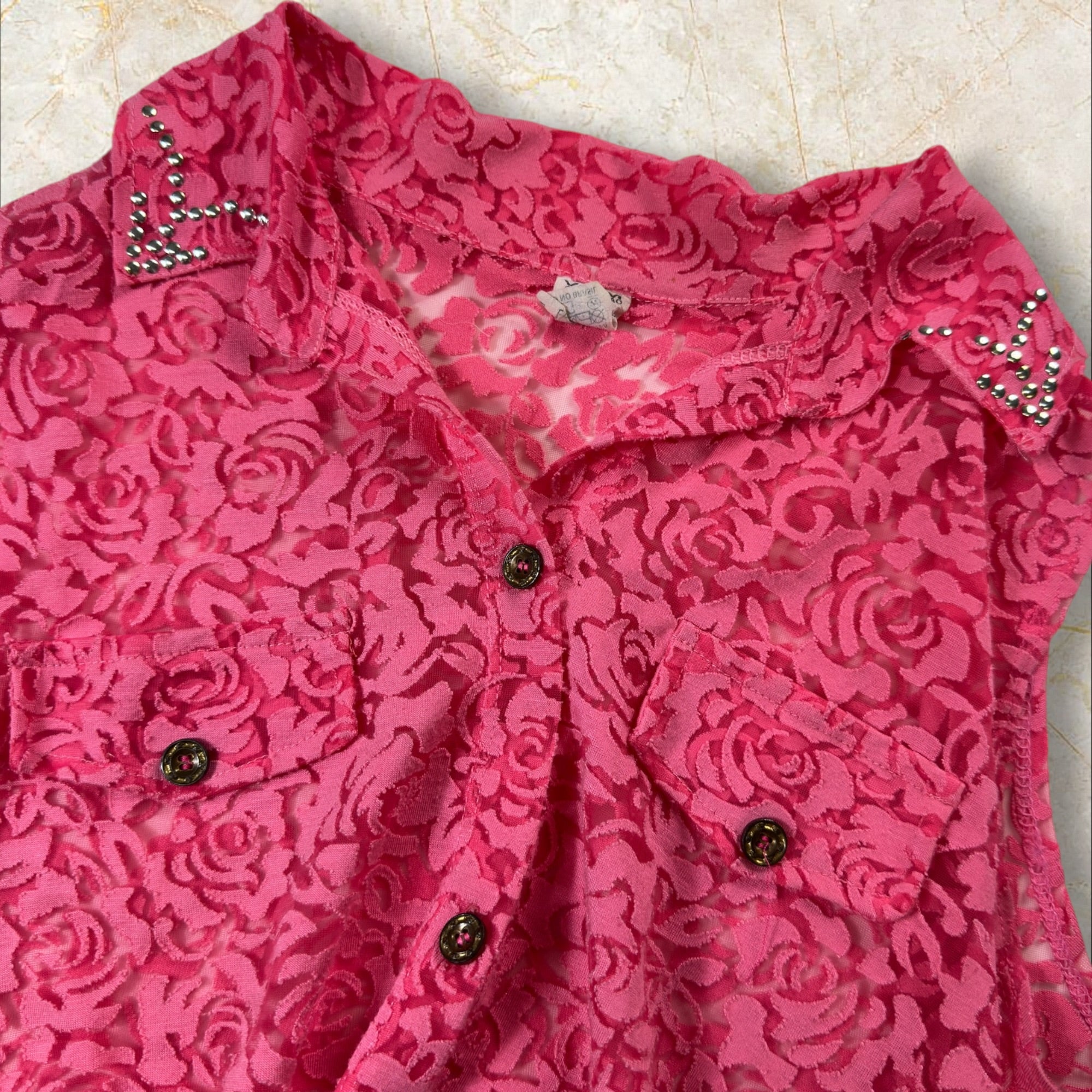 Y2K Damen Mesh Bluse Size S-M