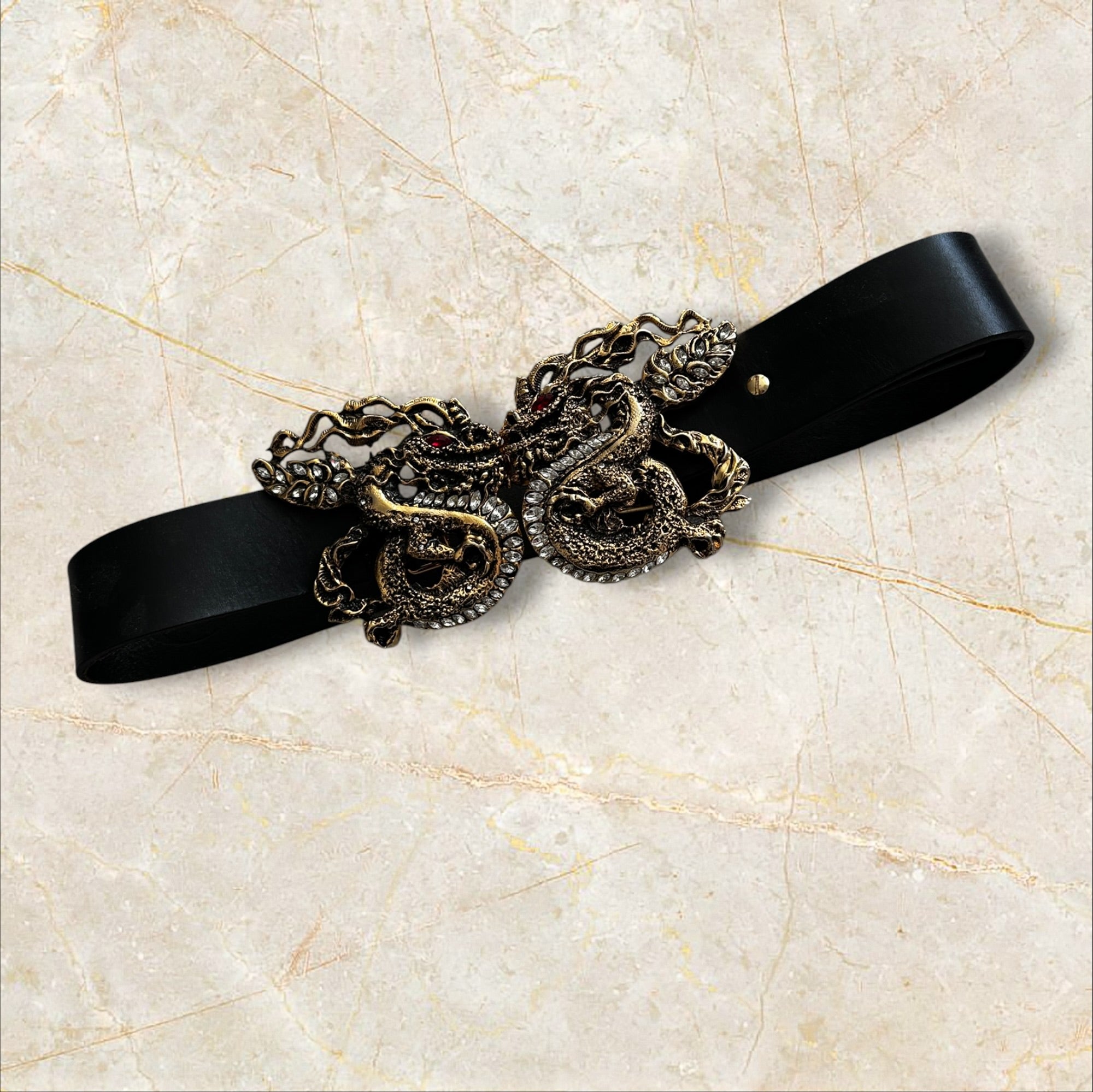 Y2K Just Cavalli Dragon Belt – Leder & Strass