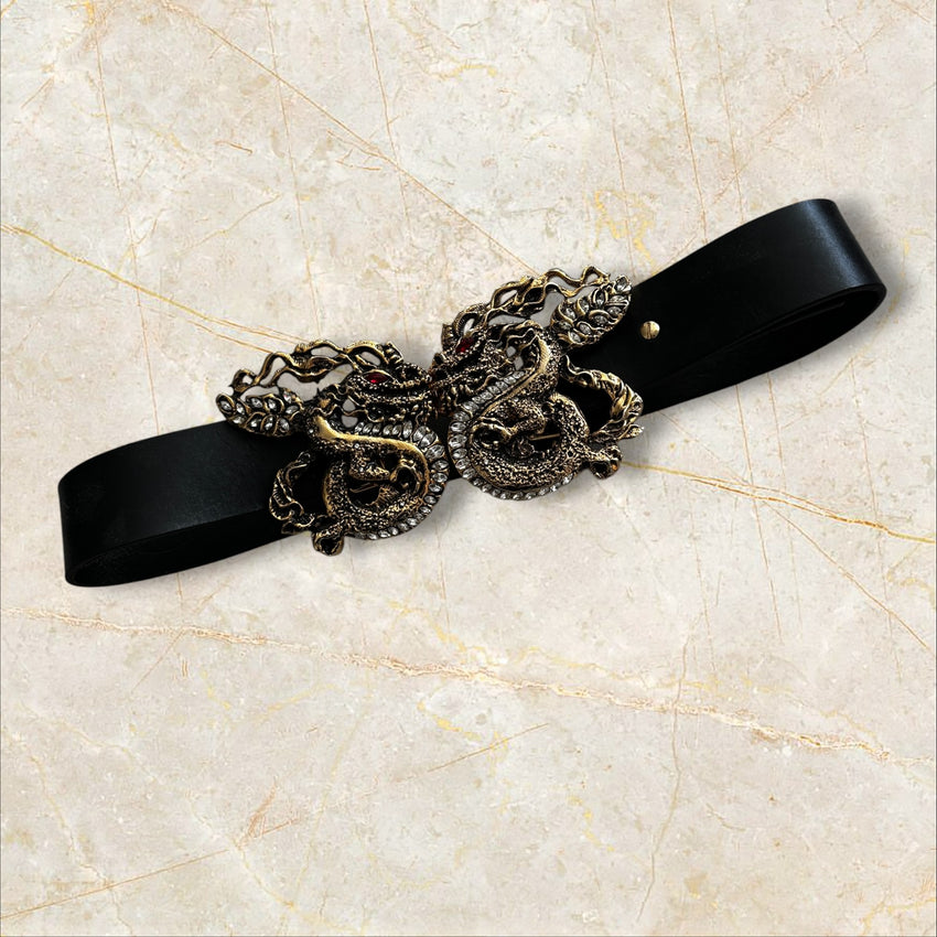Y2K Just Cavalli Dragon Belt – Leder & Strass