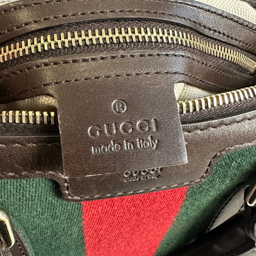 Gucci Vintage Web „Boston Bag“ Handtasche — GG Monogramm