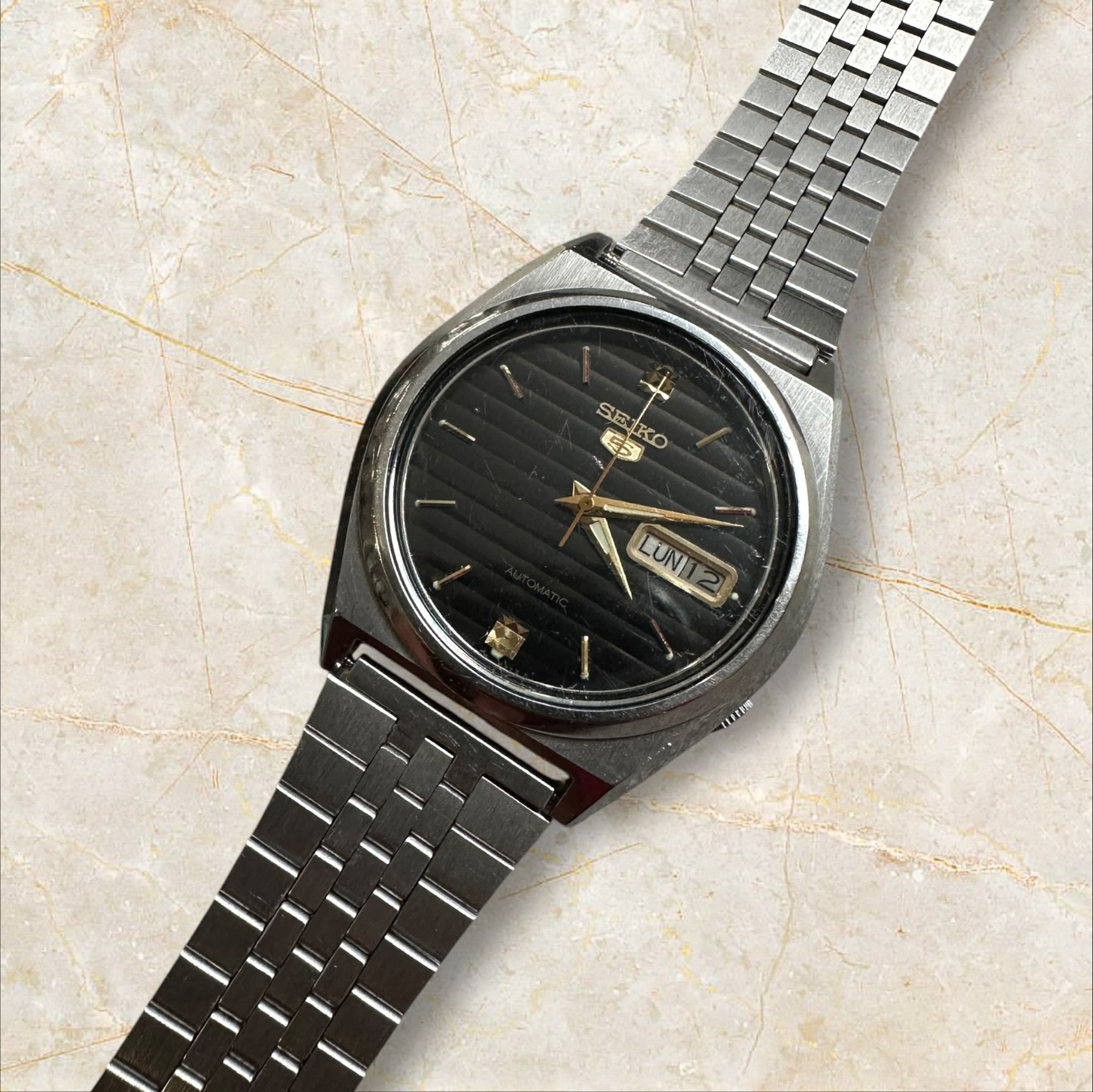Vintage Seiko 5 Automatic „Jalousien Dial“ Suwa Seikosha — Herrenuhr