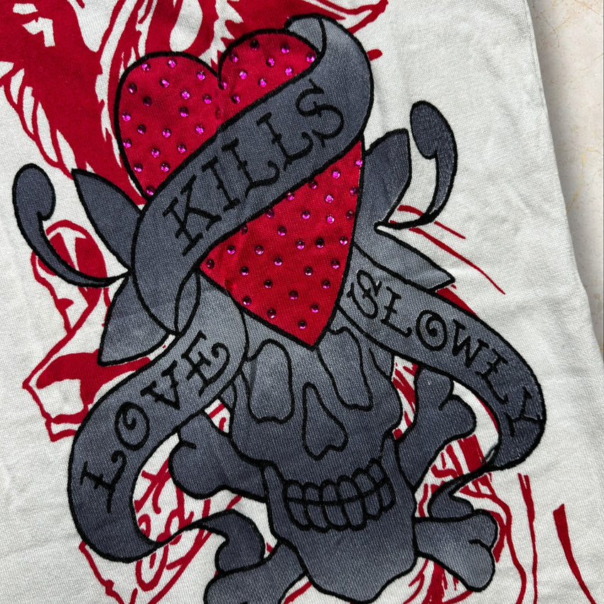 Y2K Ed Hardy V-Neck Shirt Size M