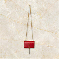 Yves Saint Laurent Kate Tassel (Pompoms) Crossbody – Red Leather