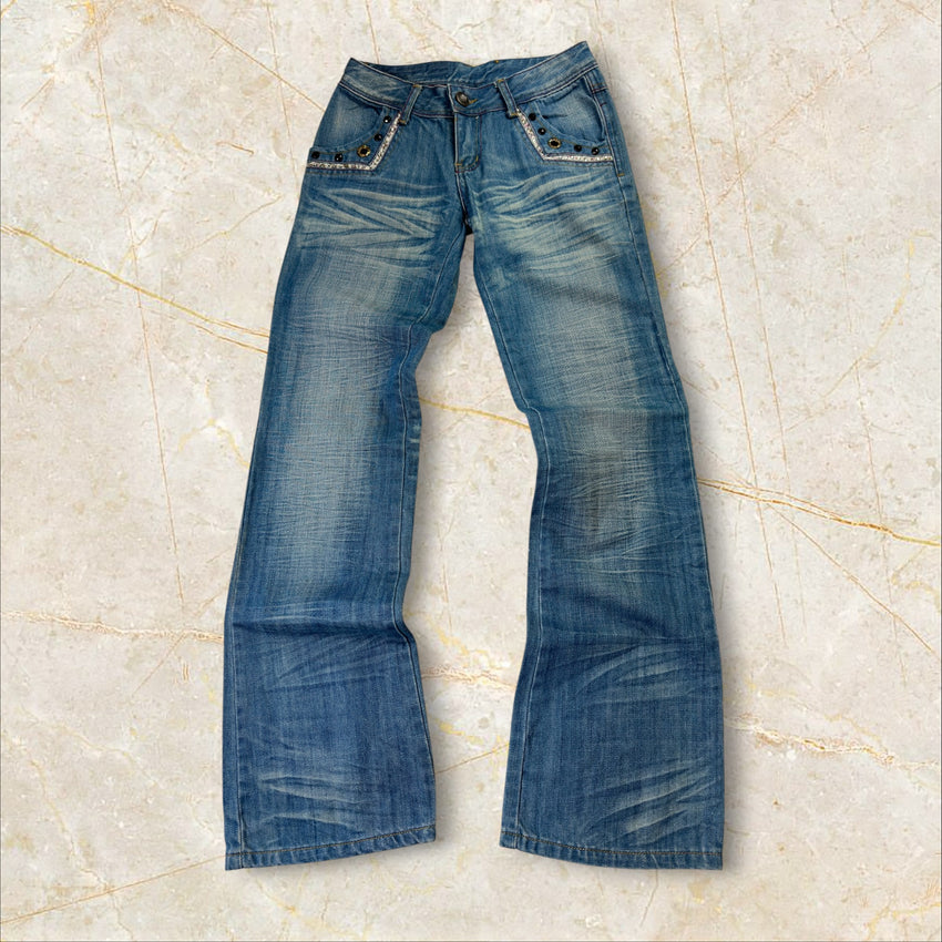Y2K 2000s Damen Flared Bootcut Jeans Size 32 / XXS