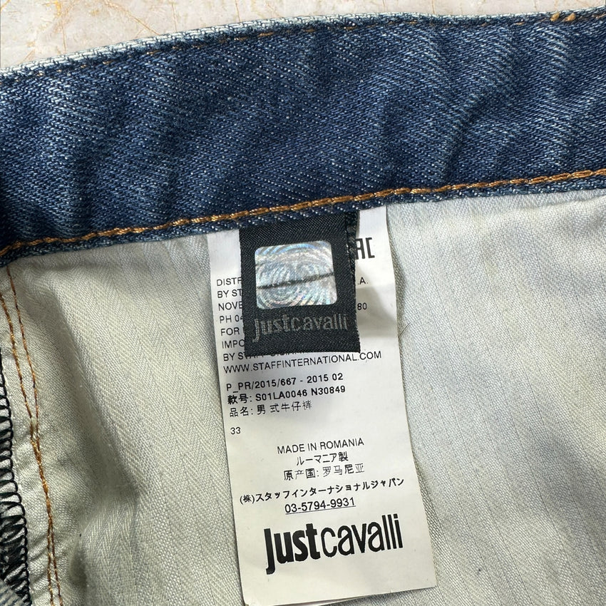 Y2K Just Cavalli Animal Print Herren Slim Jeans Size 42 / M