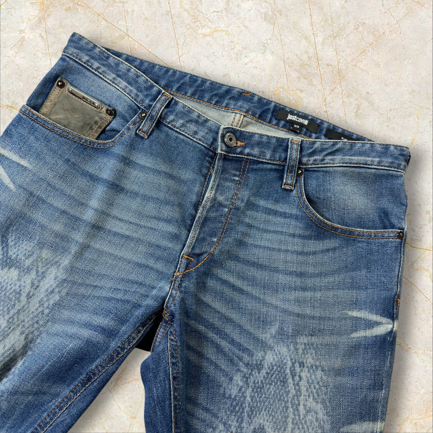 Y2K Just Cavalli Animal Print Herren Slim Jeans Size 42 / M