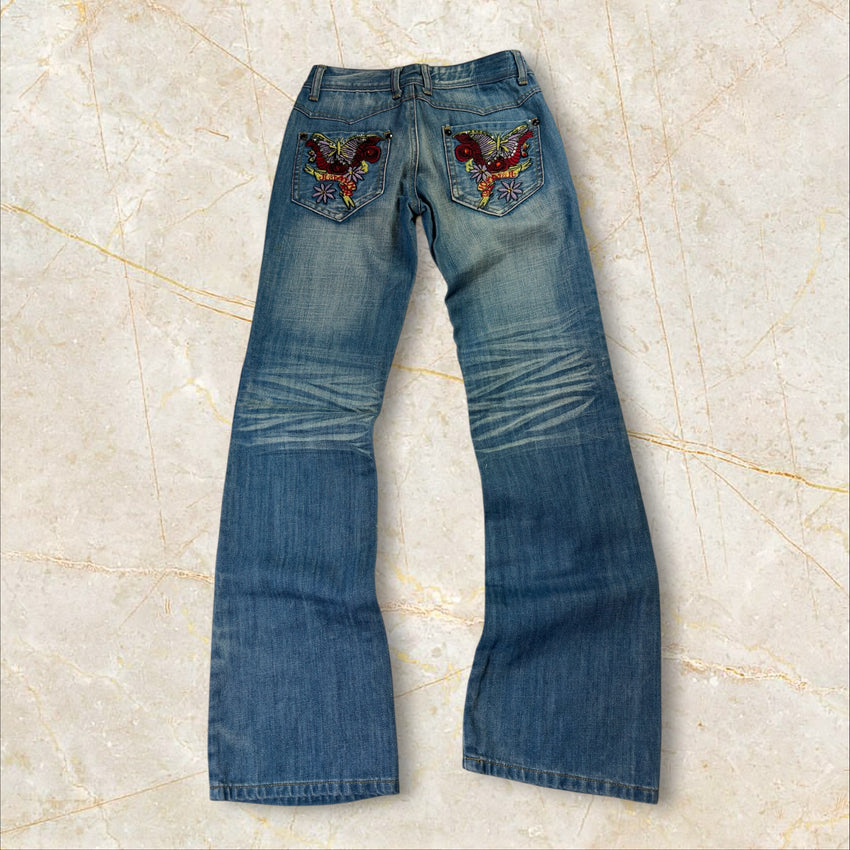 Y2K 2000s Damen Flared Bootcut Jeans Size 32 / XXS