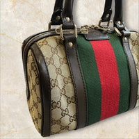 Gucci Vintage Web „Boston Bag“ Handtasche — GG Monogramm