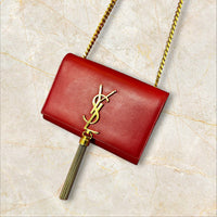 Yves Saint Laurent Kate Tassel (Pompoms) Crossbody – Red Leather