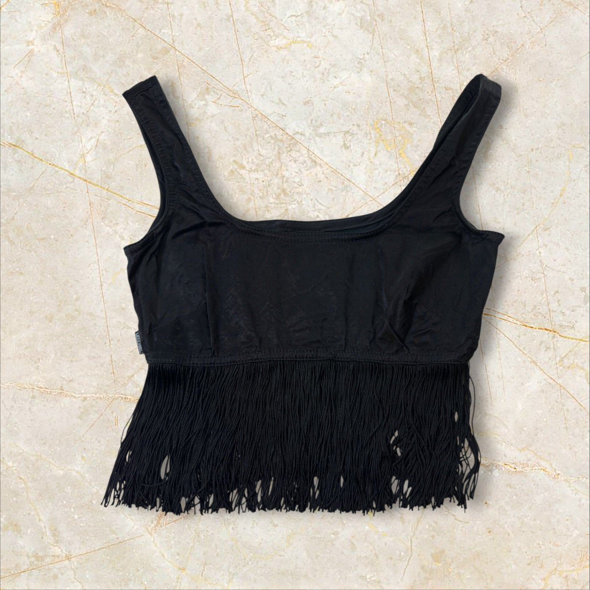 Y2K Moschino Jeans Damen Fringe Crop-Top Size S (Fit XS)