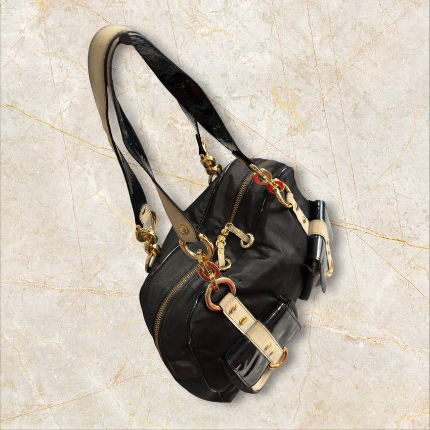 Roberto Cavalli Freedom Vintage Schultertasche — Y2K Multi-Pocket Design
