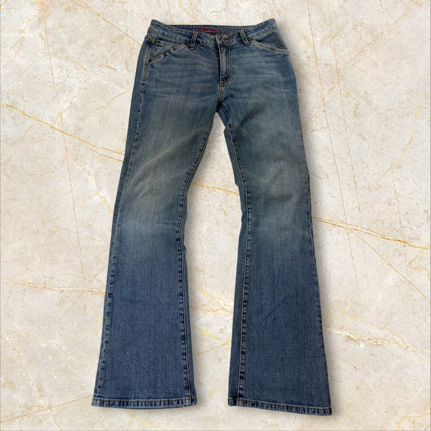 Y2K China Style Mid Waist Flared Jeans Size S / 36