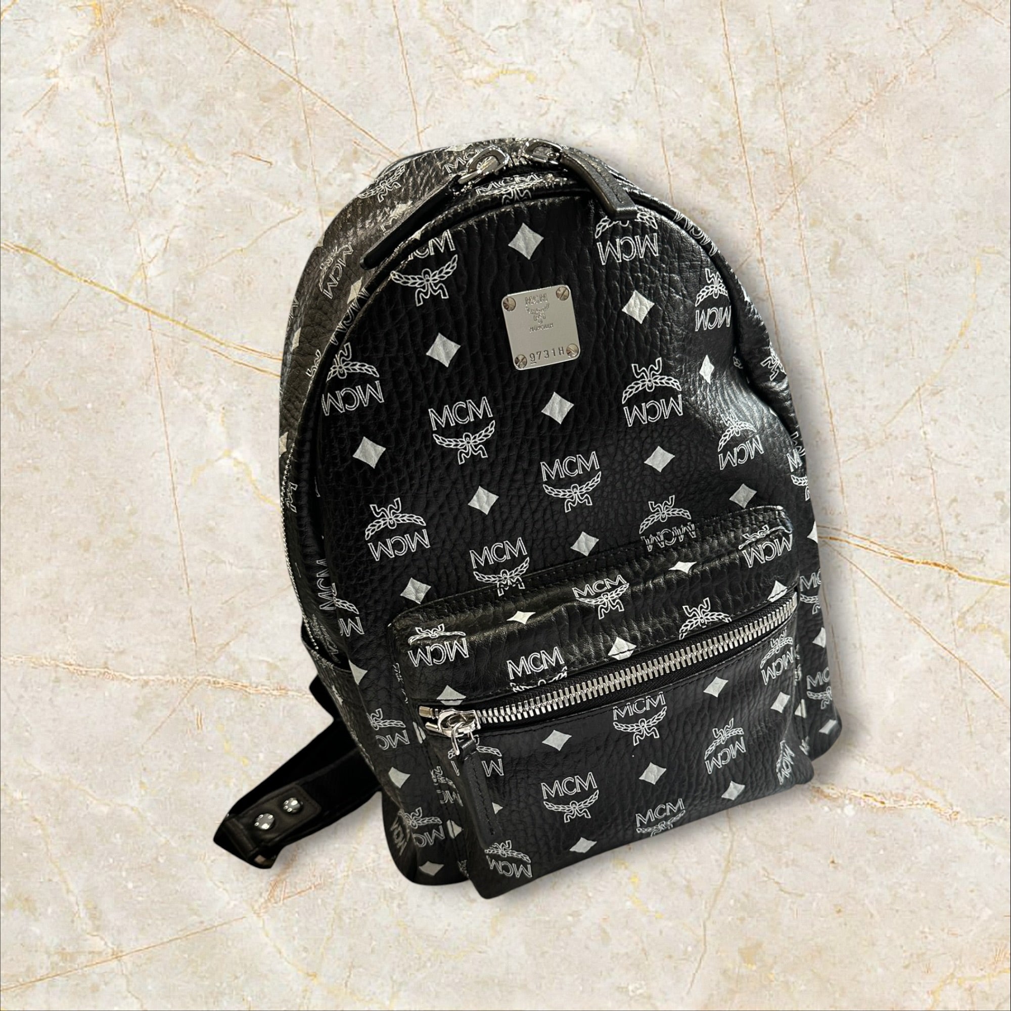 MCM Black Monogramm Unisex Rucksack