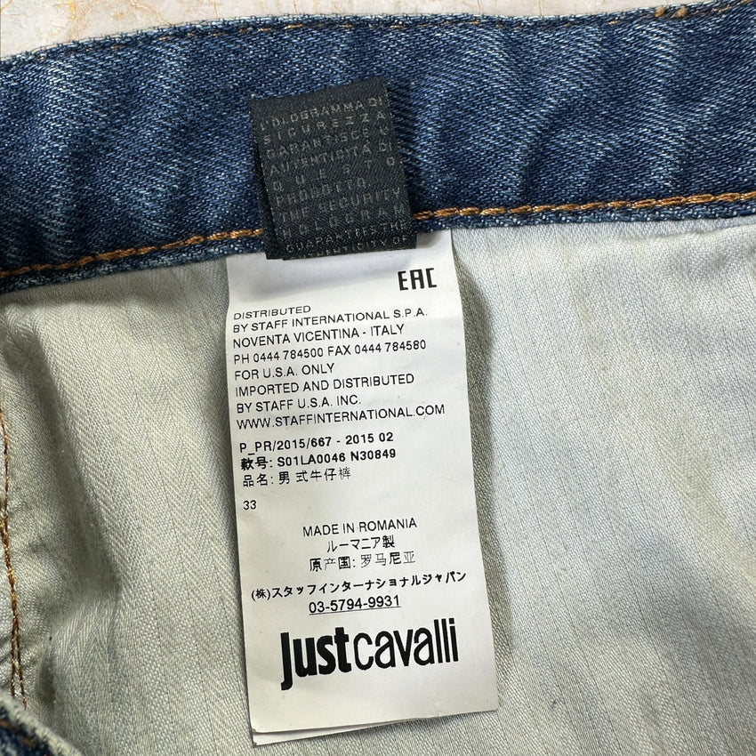 Y2K Just Cavalli Animal Print Herren Slim Jeans Size 42 / M