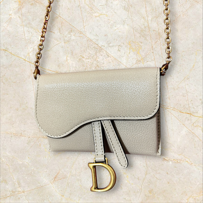 Christian Dior Mini Saddle Bag Crossbody – Beige (Ungetragen)