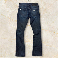 Guess Premium Vintage Damen Flared Jeans — Dark Raw Denim Low Waist Size 34 / XS