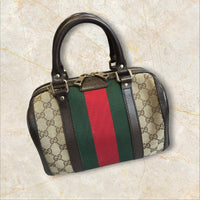 Gucci Vintage Web „Boston Bag“ Handtasche — GG Monogramm