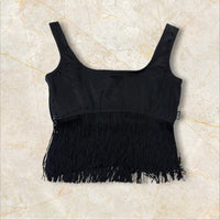 Y2K Moschino Jeans Damen Fringe Crop-Top Size S (Fit XS)