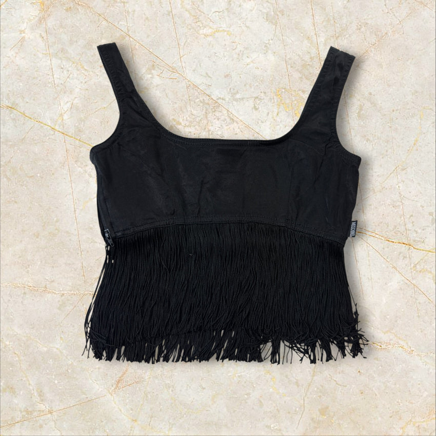 Y2K Moschino Jeans Damen Fringe Crop-Top Size S (Fit XS)