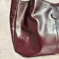 Tod‘s Vintage Leder Schultertasche / Tote Bag — Bordeauxrot