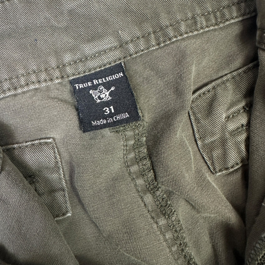 True Religion Brand Jeans Herren Cargo Shorts — Military Khaki / Olive Size 31