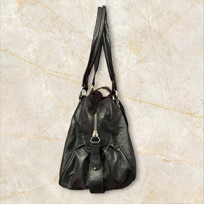 Y2K Guess Big Shoulder Bag – Schwarz Leder