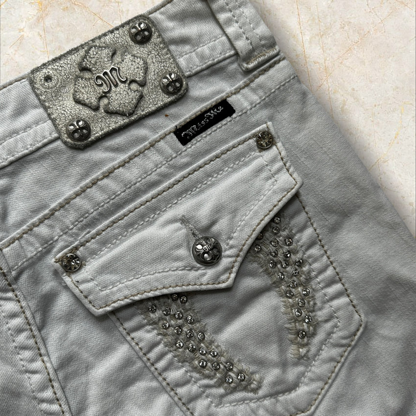 Y2K Miss Me Damen Capri Jeans White — Size 40 / L